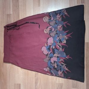 Vintage 70's cotton burgundy and floral wrap skirt